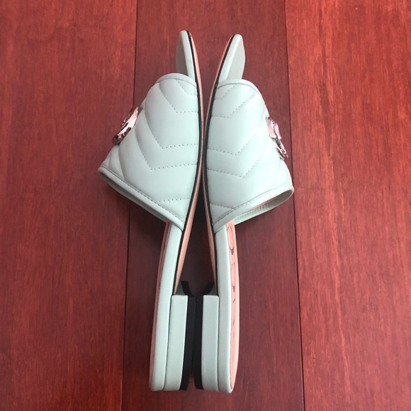 Gucci Marmot GG slide sandals mules . Mint green & Chevron quilted Eu 37 US 7 - Picture 4 of 16